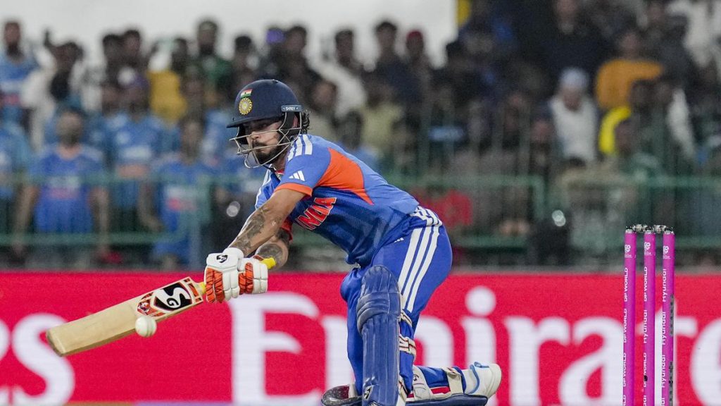 Ishan Kishan batting during India vs Pakistan ICC 2026 match February 15