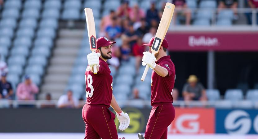 Shimron Hetmyer plays a lofted shot during West Indies vs Zimbabwe Super 8 2026 at Wankhede Stadium